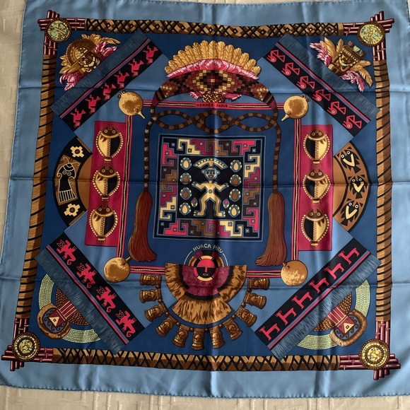 Hermes Accessories - Hermes silk 35” square scarf from the Huaca Piru collection